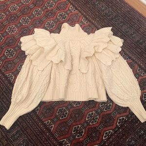 Zara ruffle cable knit sweater size small